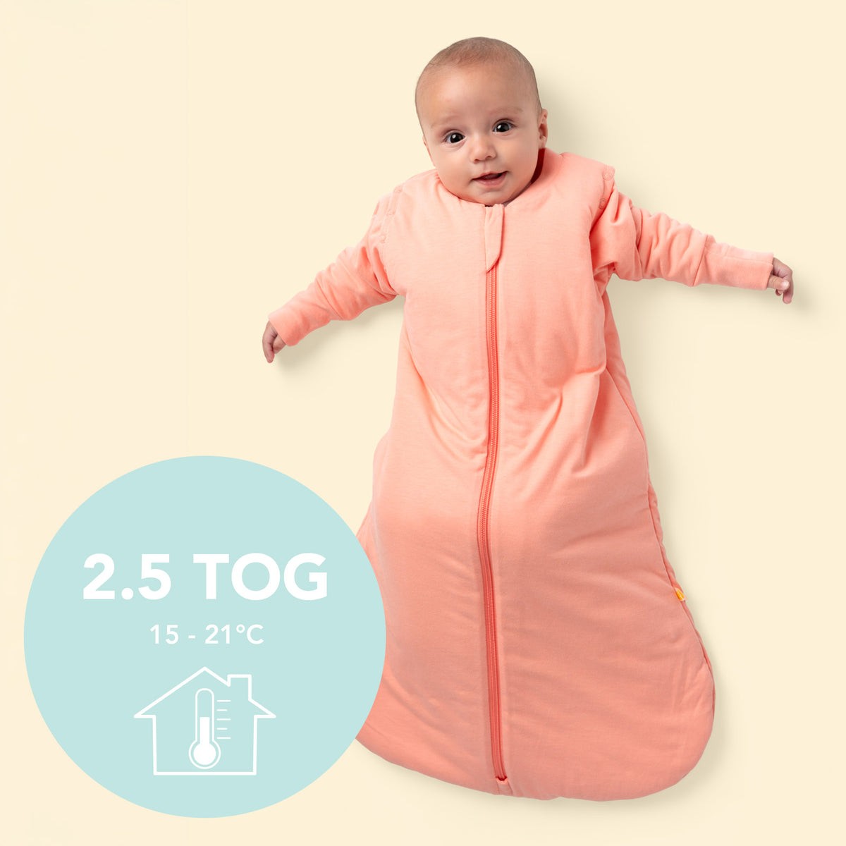 Sleeping Bag with Detachable Sleeves - 2.5 TOG_Peach_TOG_1203