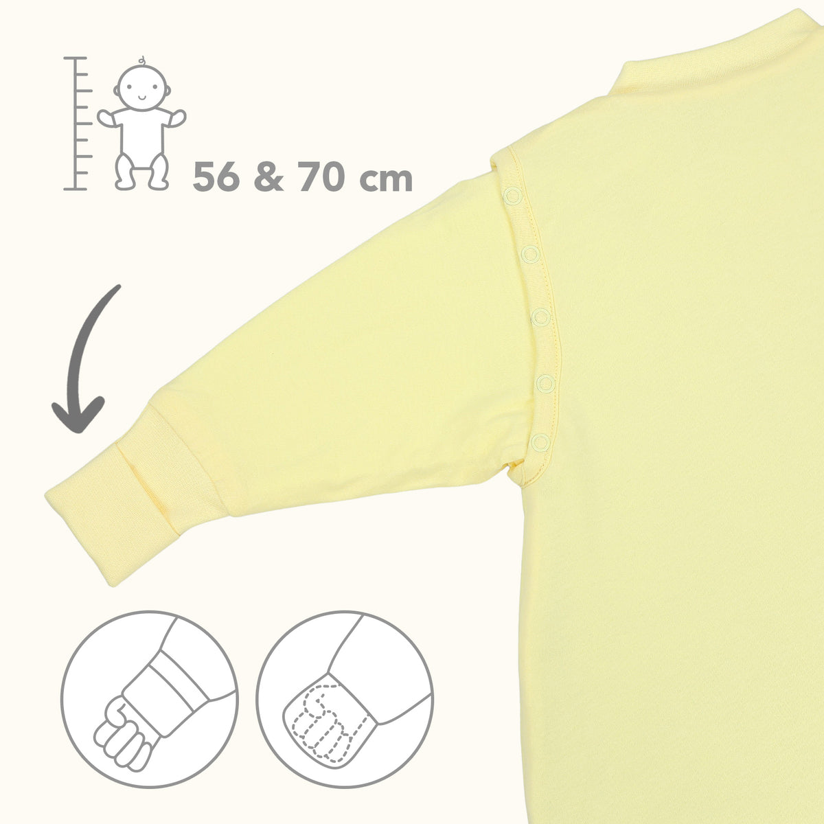 Sleeping Bag with Detachable Sleeves - 2.5 TOG_Soft Yellow_sleeve area_1203