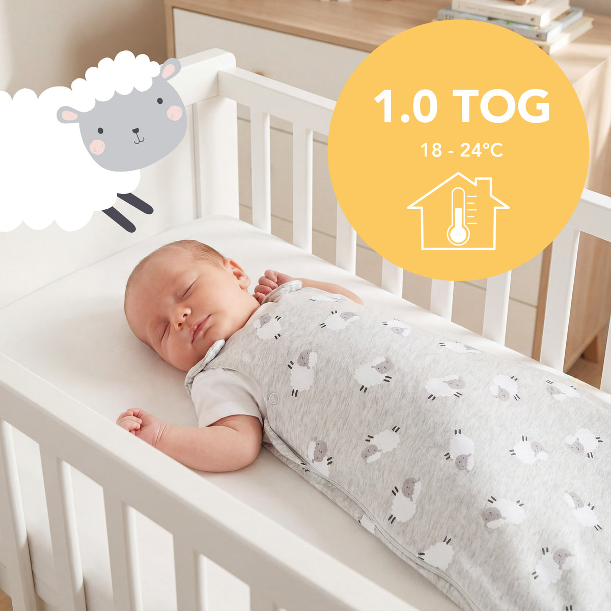 Baby Sleeping Bag - 1.0 TOG_Counting Sheep_TOG_1204