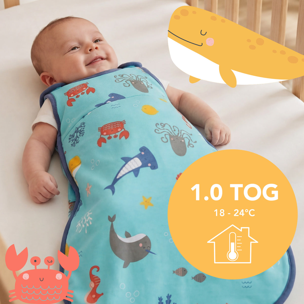 Baby Sleeping Bag - 1.0 TOG_Under the Sea_TOG_1204