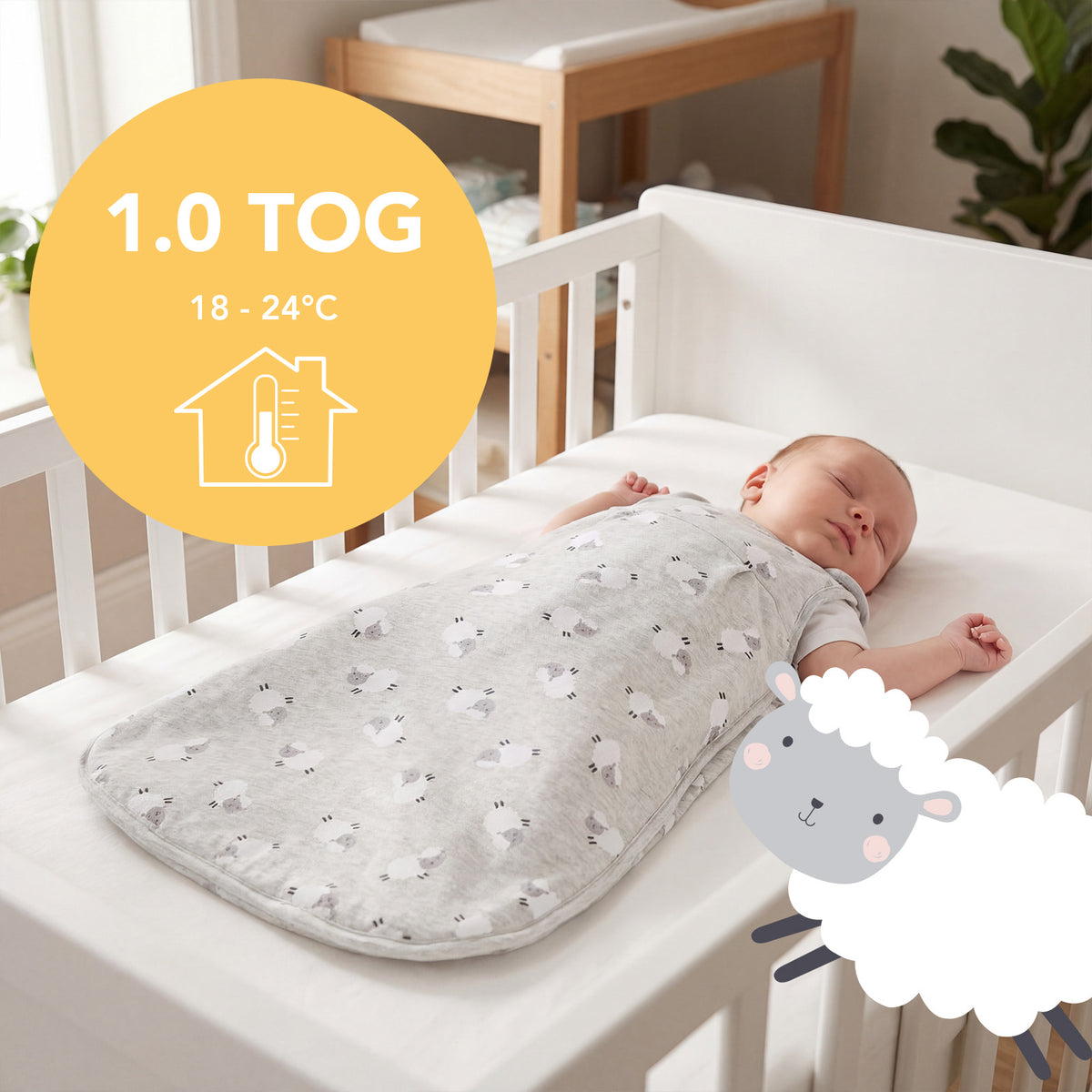 Baby Sleeping Bag - 1.0 TOG_Counting Sheep_TOG_1204