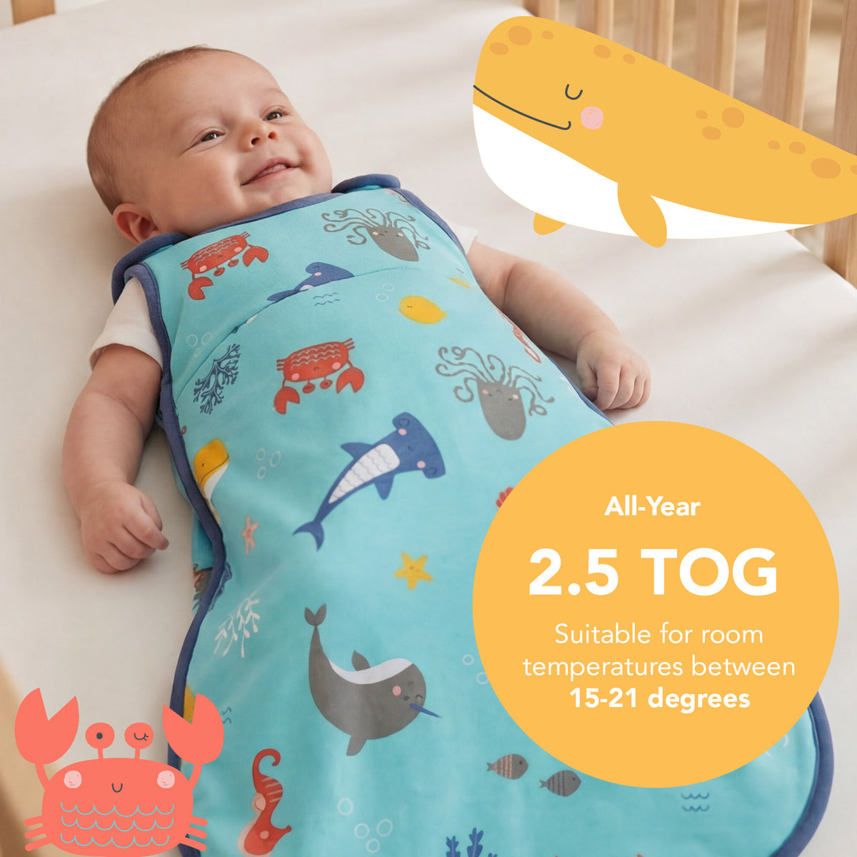 Baby Sleeping Bag - 2.5 TOG_Under the Sea_TOG_1205