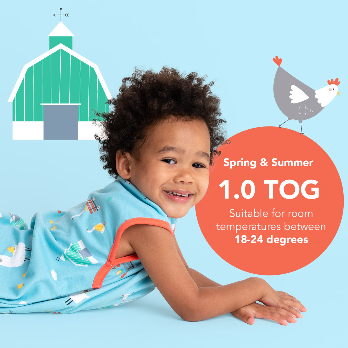 Organic Baby Sleeping Bag - 1.0 TOG_Farmyard_TOG_421