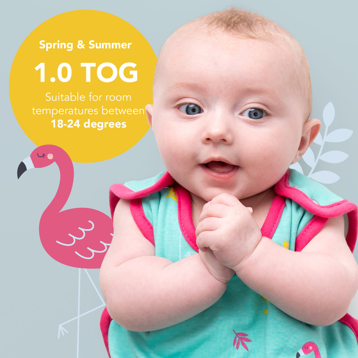 Organic Baby Sleeping Bag - 1.0 TOG_Flamingo_TOG_421