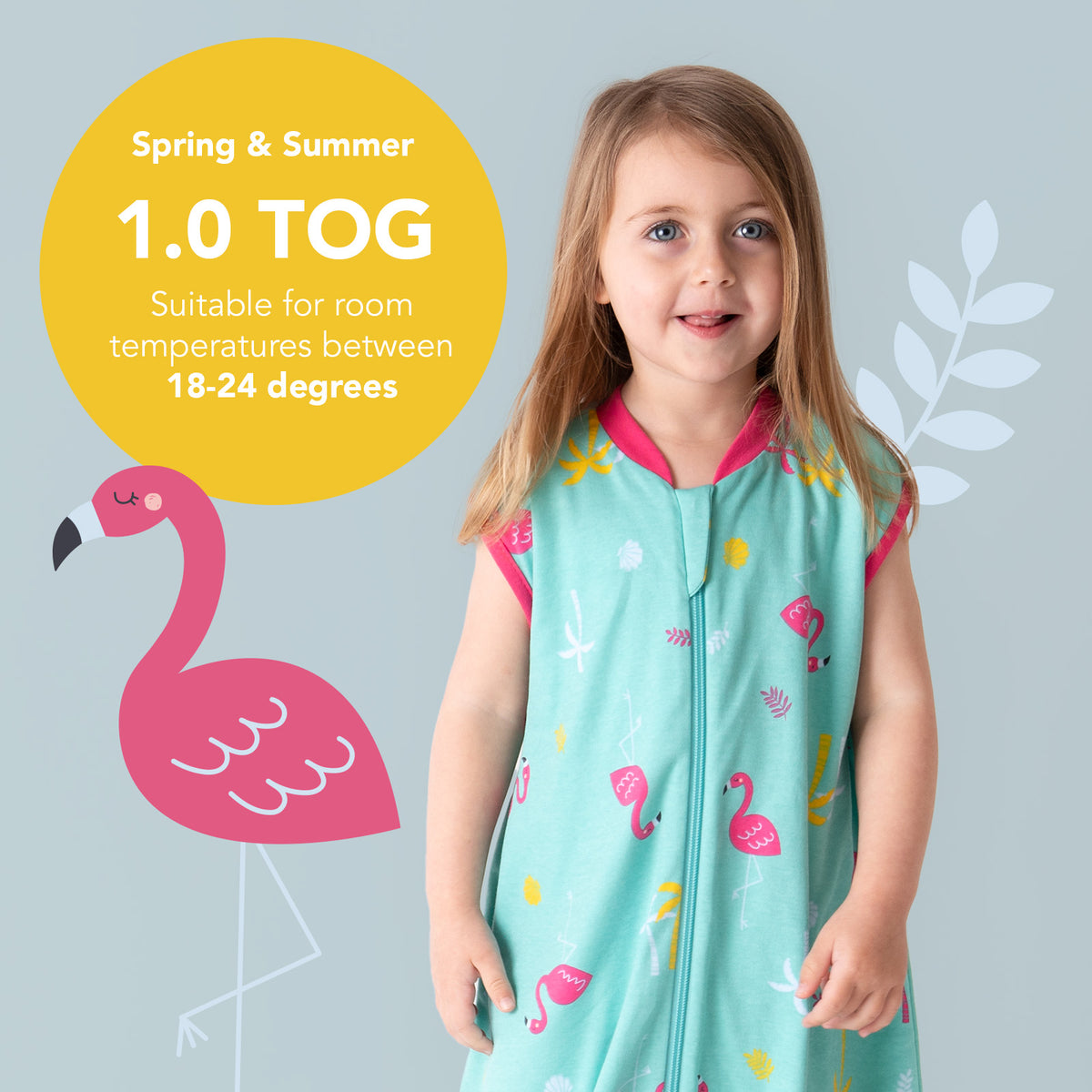 Organic Baby Sleeping Bag - 1.0 TOG_Flamingo_TOG_421