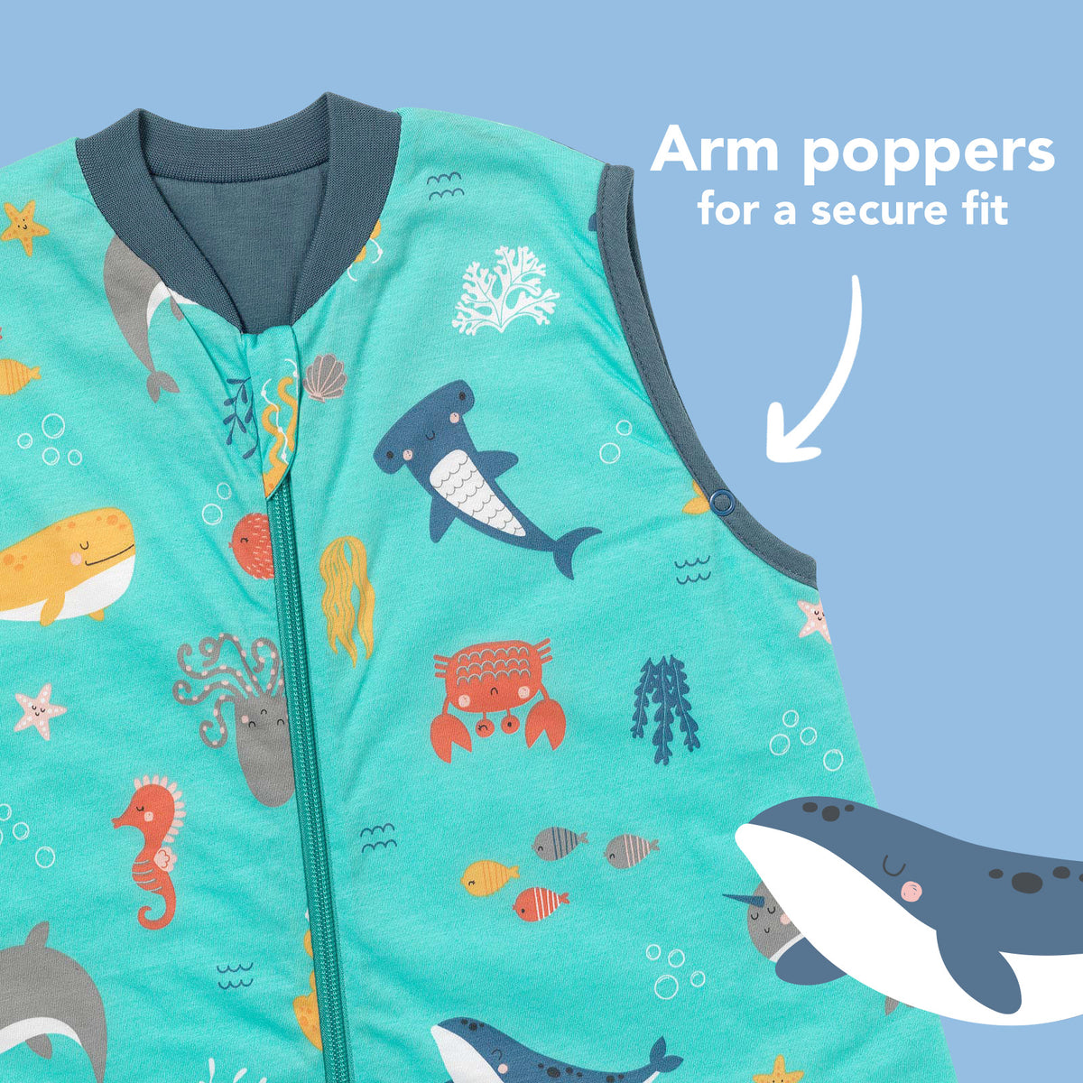 Baby Sleeping Bag - 1.0 TOG_Under the Sea_sleeve area_420