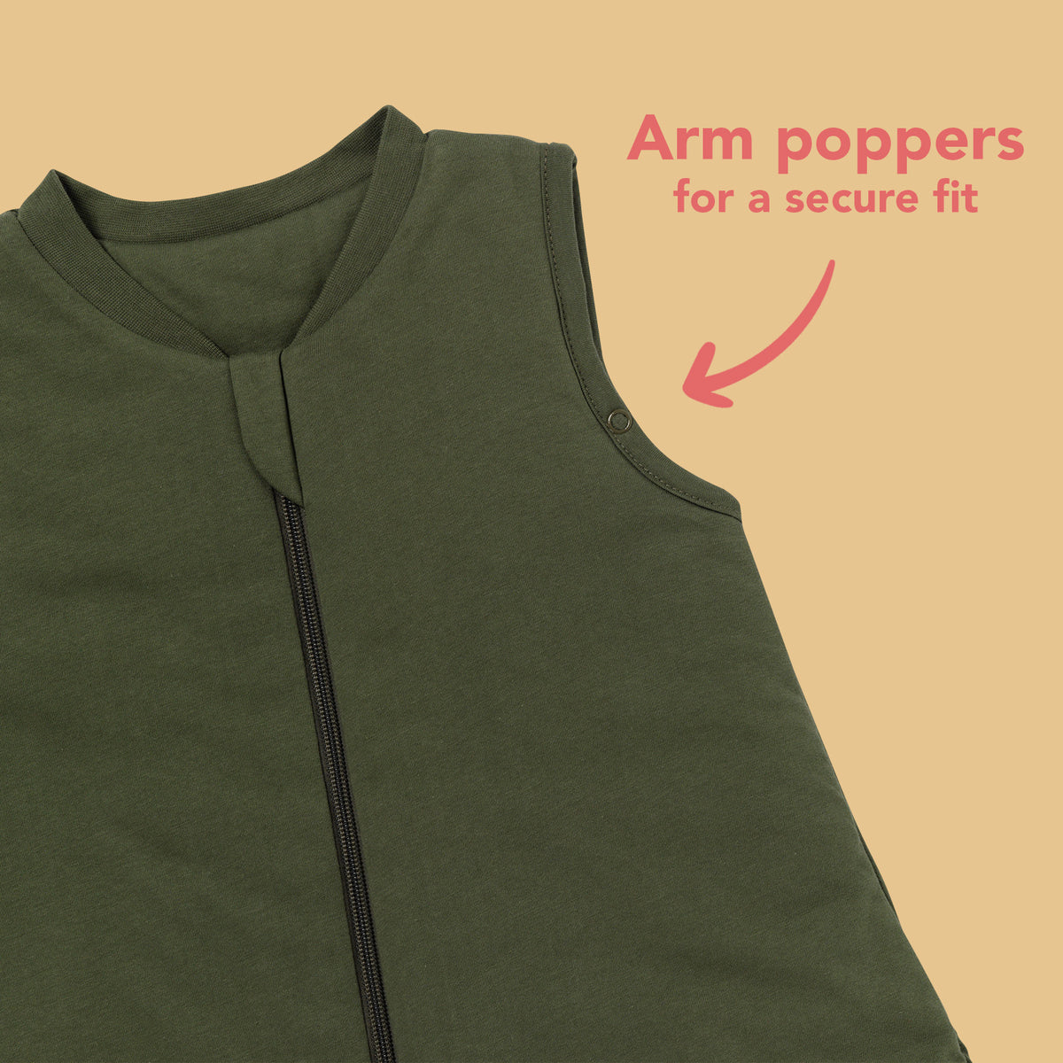 Plain Sleeping Bag - 1.0 TOG_Olive_sleeve area_425