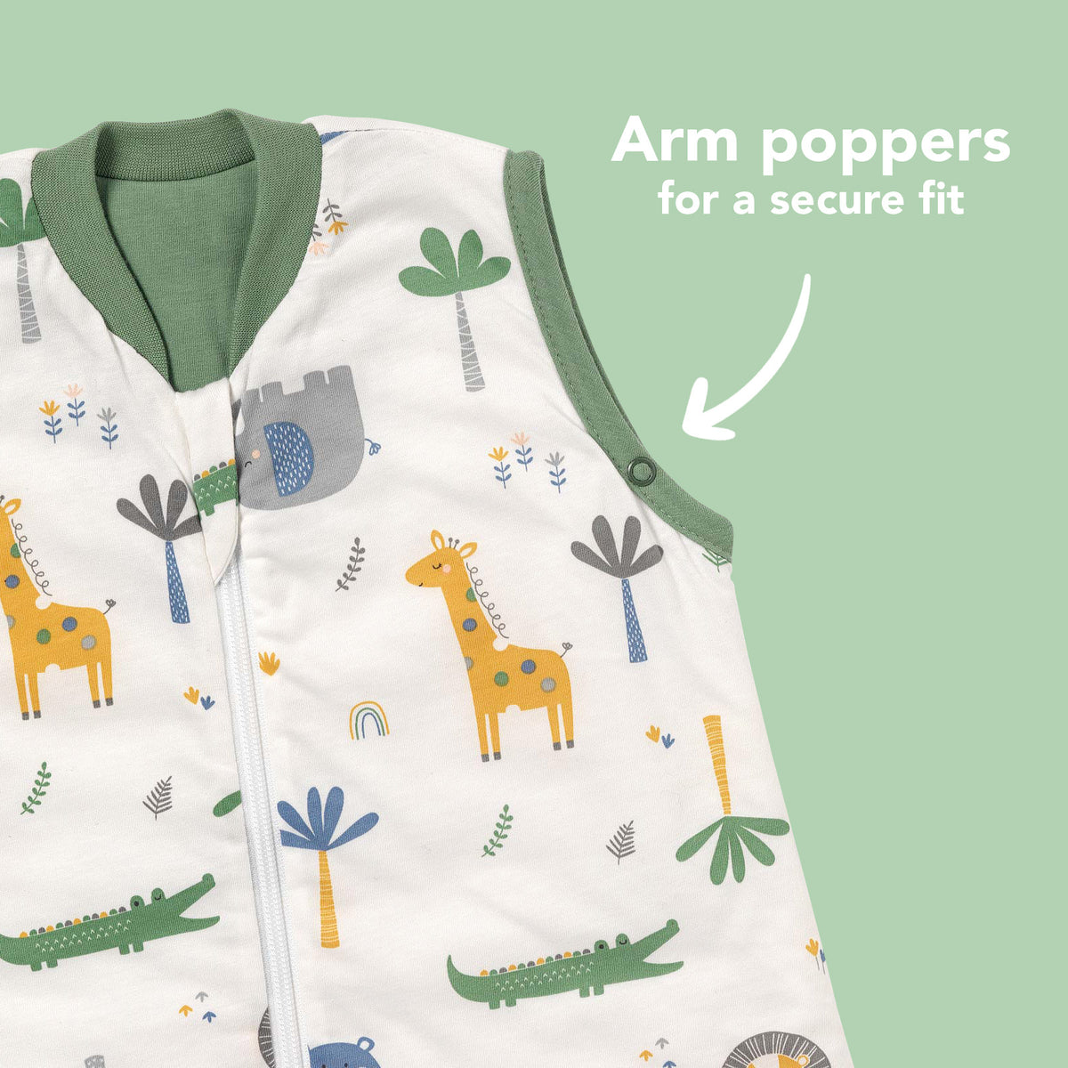 Sleeping Bag with Feet & Foldable Feet Covers - 1.0 TOG_Jungle_sleeve area_418