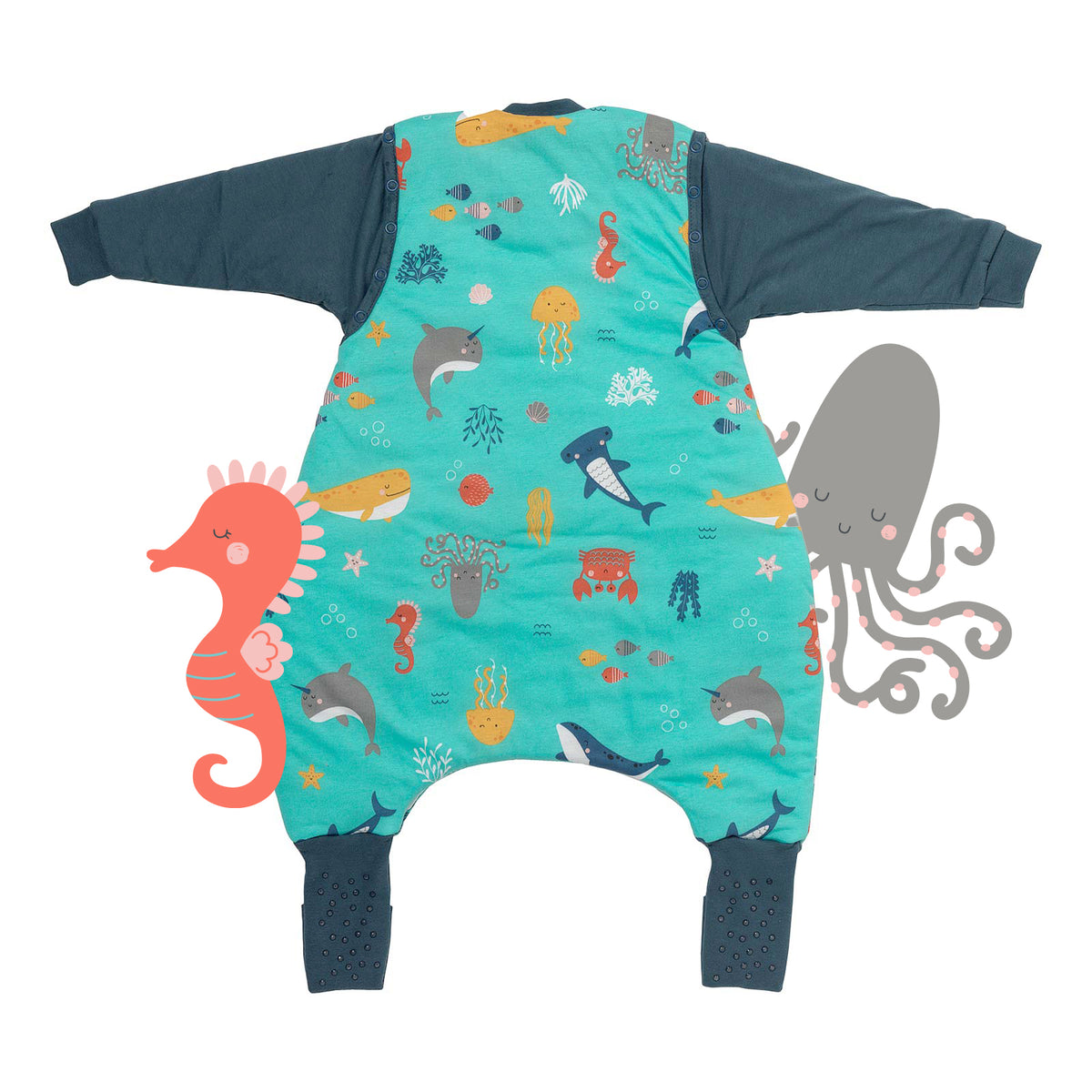 Sleeping Bag with Feet & Foldable Feet Covers - 2.5 TOG_Under the Sea_back_461