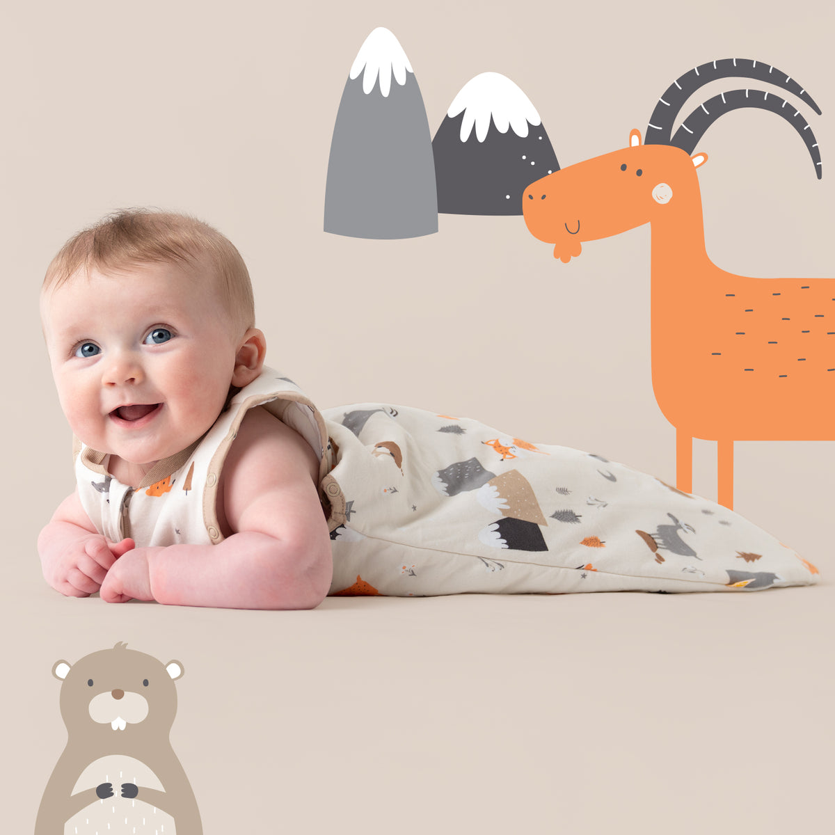 Sleeping Bag with Detachable Sleeves - 2.5 TOG_Mountain Animals_sample image_465