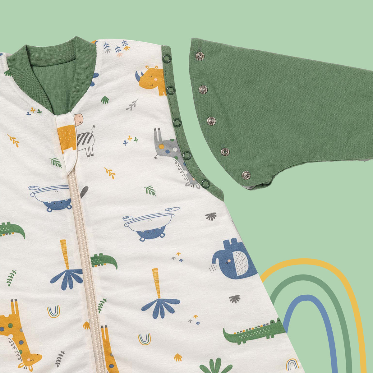 Sleeping Bag with Detachable Sleeves - 2.5 TOG_Jungle_sleeve area_465