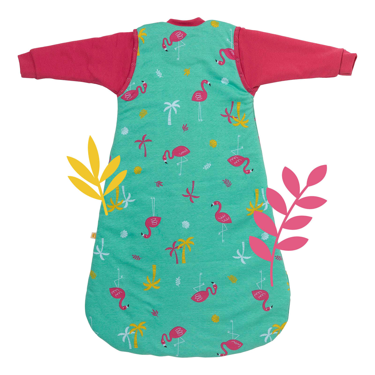 Organic Sleeping Bag with Detachable Sleeves - 2.5 TOG_Flamingo_back_466