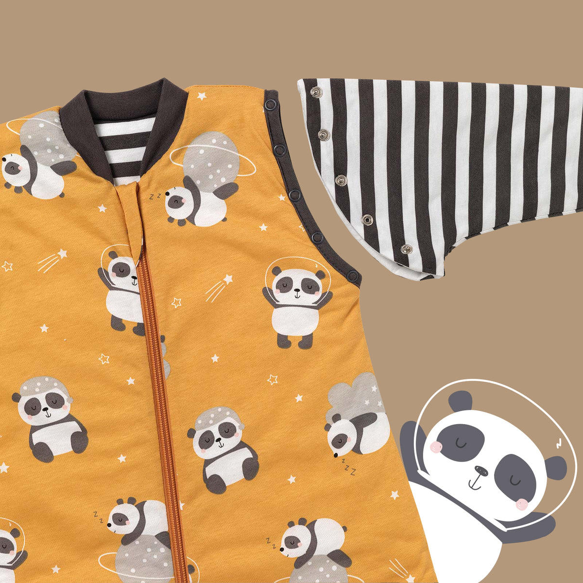 Sleeping Bag with Detachable Sleeves - 2.5 TOG_Panda_sleeve area_465