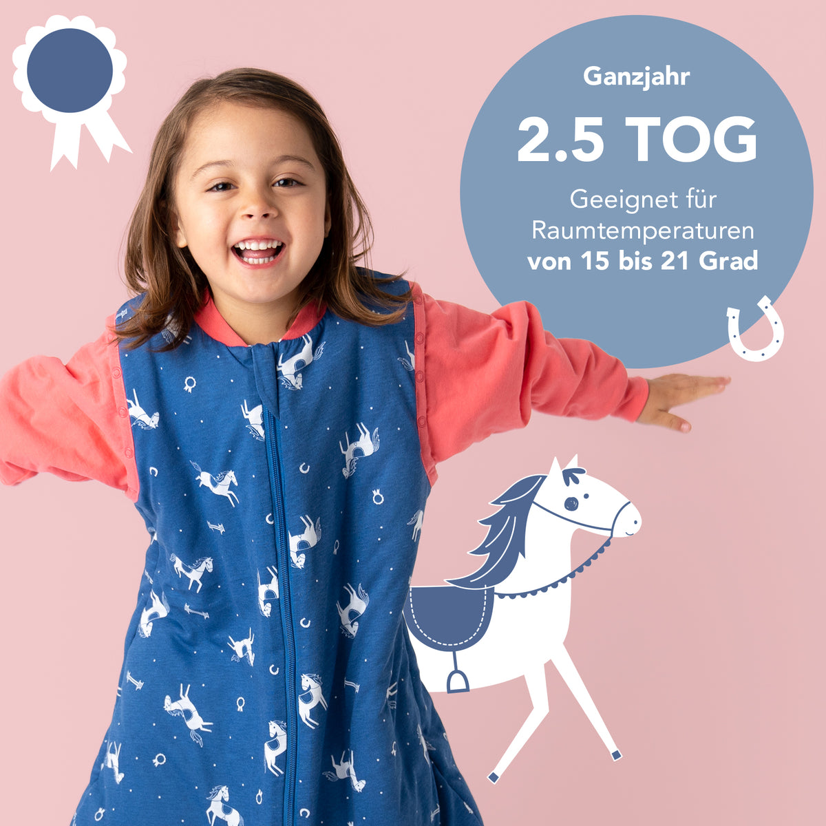 Sleeping Bag with Detachable Sleeves - 2.5 TOG_Horses_sleeve area_465