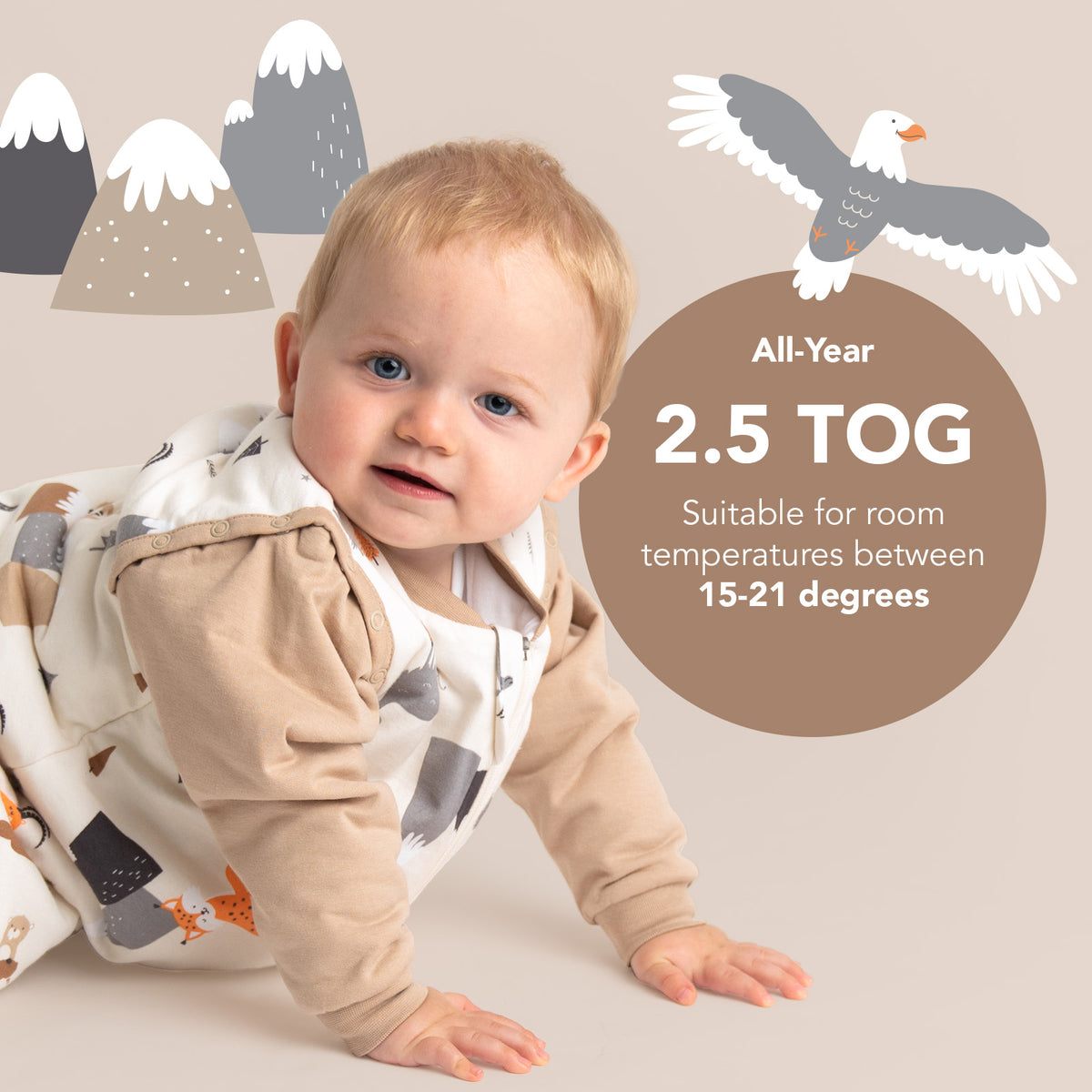 Sleeping Bag with Detachable Sleeves - 2.5 TOG_Mountain Animals_TOG_465