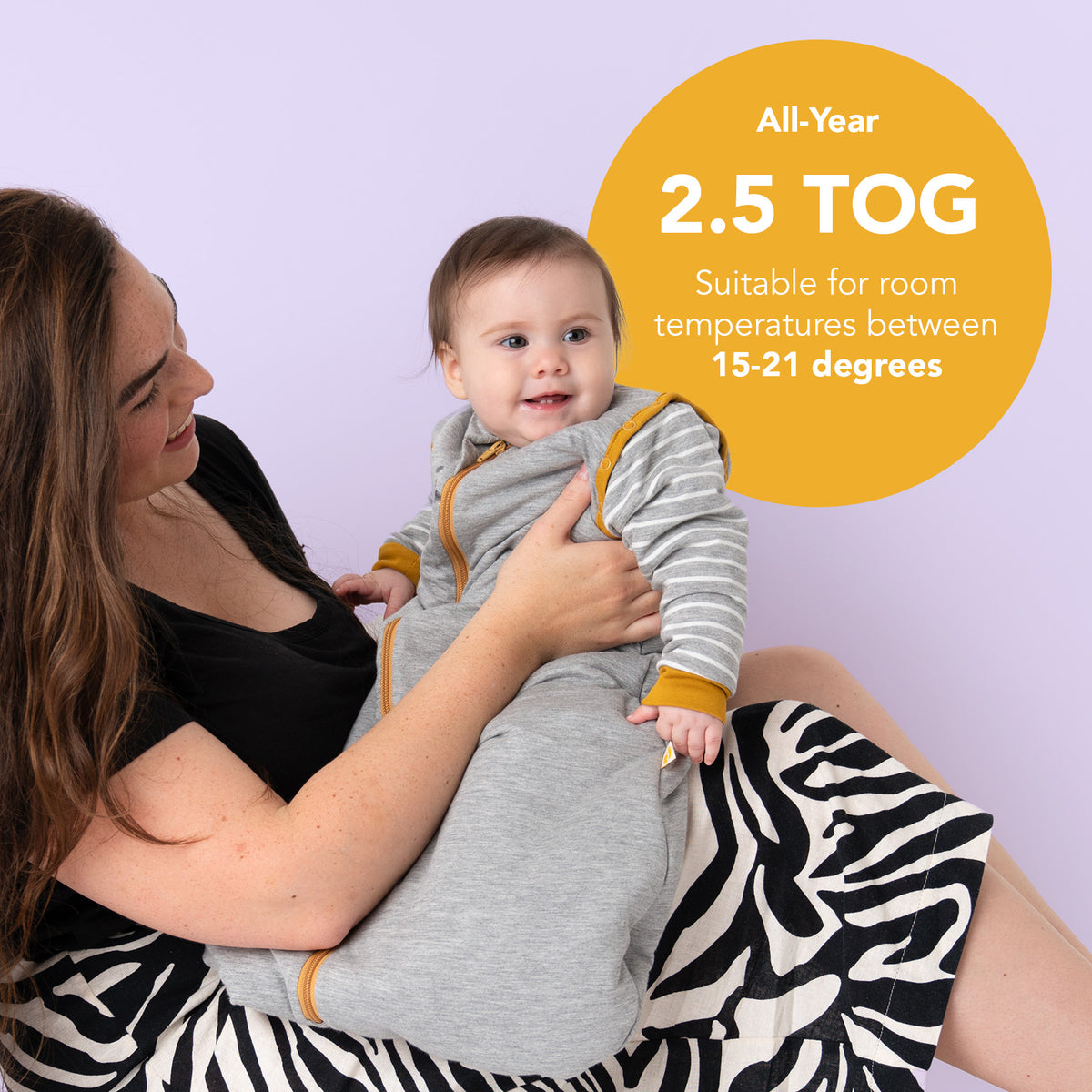 Sleeping Bag with Detachable Sleeves - 2.5 TOG_Grey Melange Stripe_TOG_465
