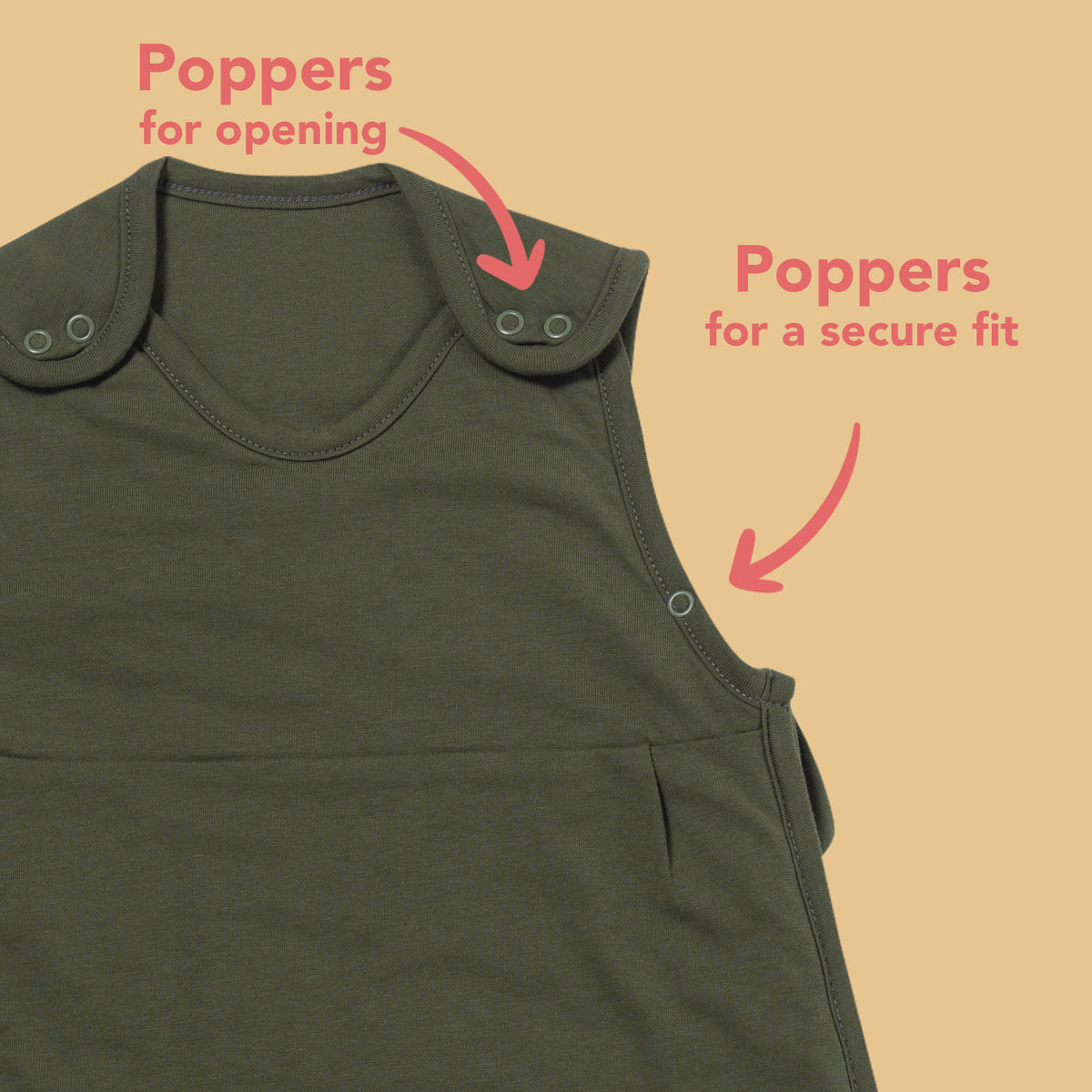 Plain Sleeping Bag - 2.5 TOG_Olive_sleeve area_467
