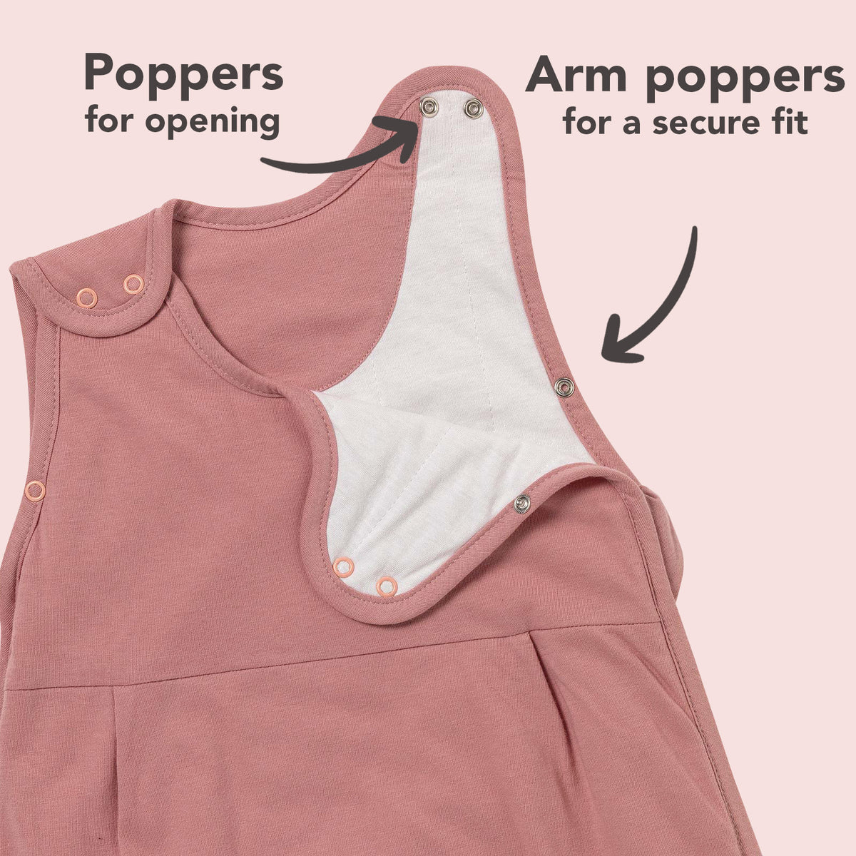 Plain Sleeping Bag - 2.5 TOG_Rose Pink_sleeve area_467