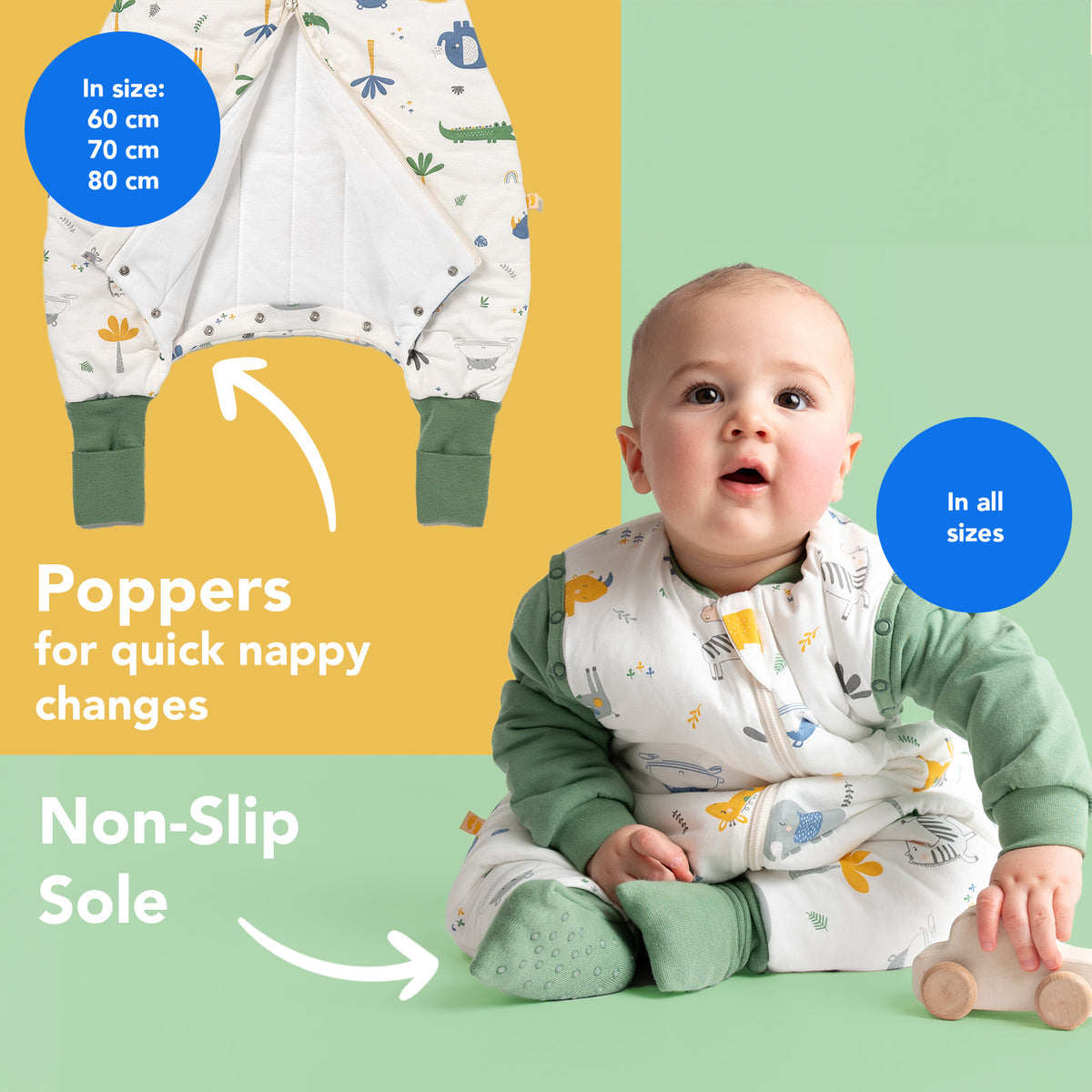 Sleeping Bag with Feet & Foldable Feet Covers - 2.5 TOG_Jungle_foot area_461
