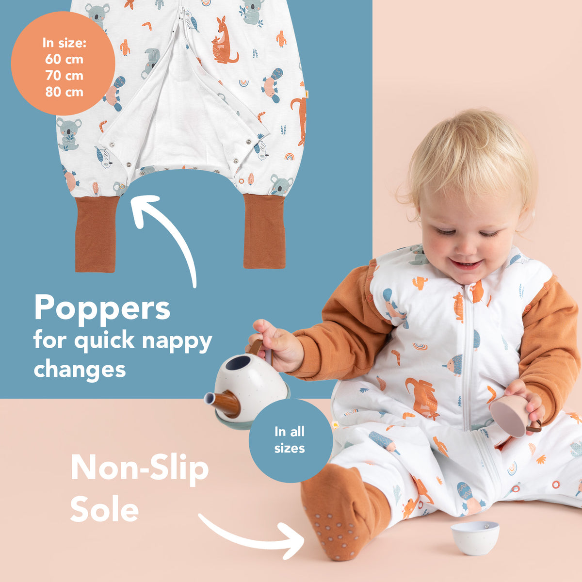 Sleeping Bag with Feet & Foldable Feet Covers - 2.5 TOG_Kangaroo_foot area_461