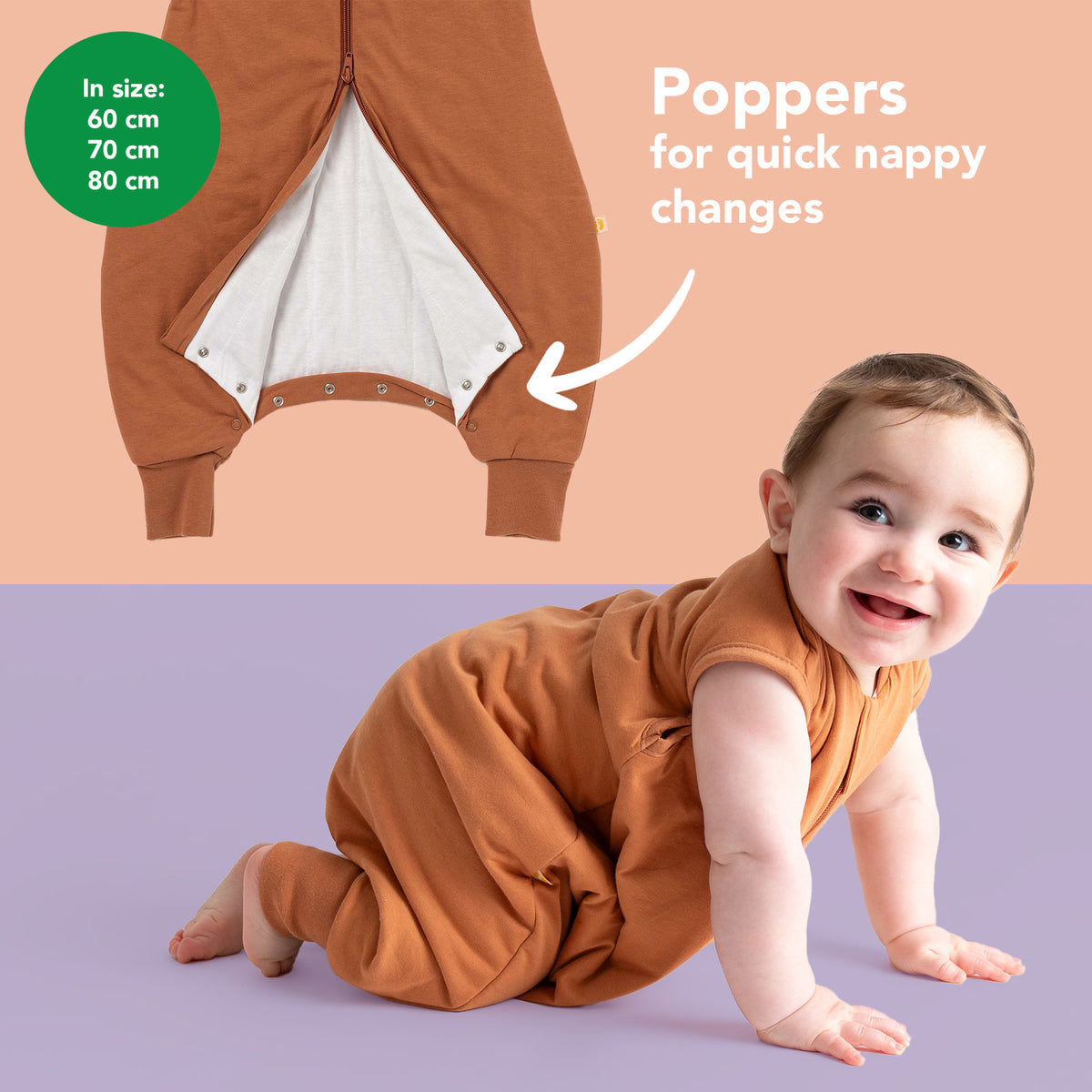 Plain Sleeping Bag with Feet - 2.5 TOG_Caramel_foot area_463