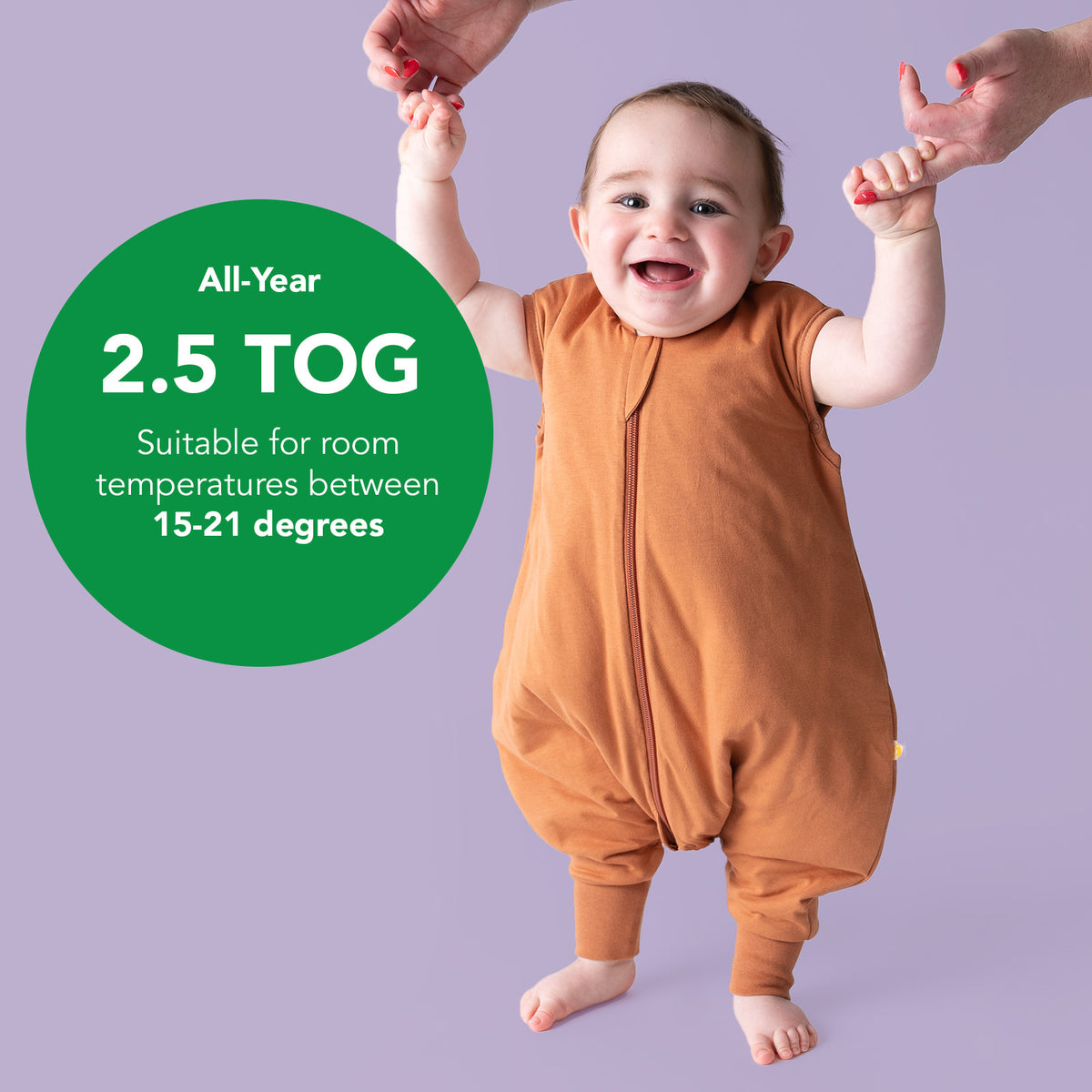 Plain Sleeping Bag with Feet - 2.5 TOG_Caramel_TOG_463