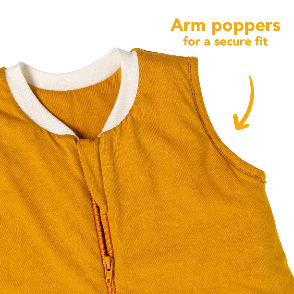 Plain Sleeping Bag with Feet - 2.5 TOG_Mustard_sleeve area_463