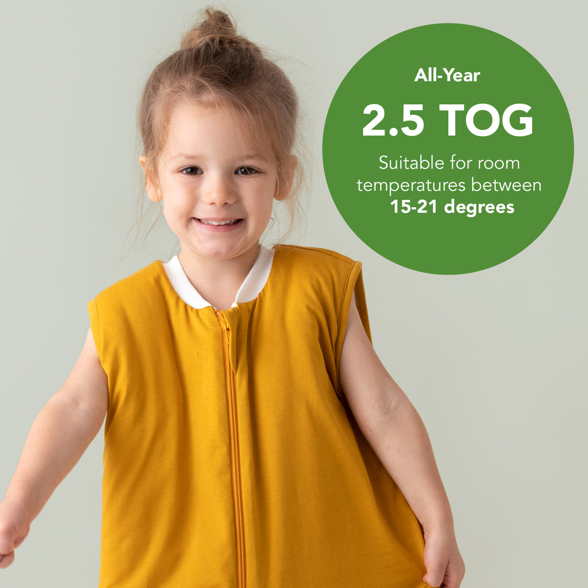 Plain Sleeping Bag with Feet - 2.5 TOG_Mustard_TOG_463
