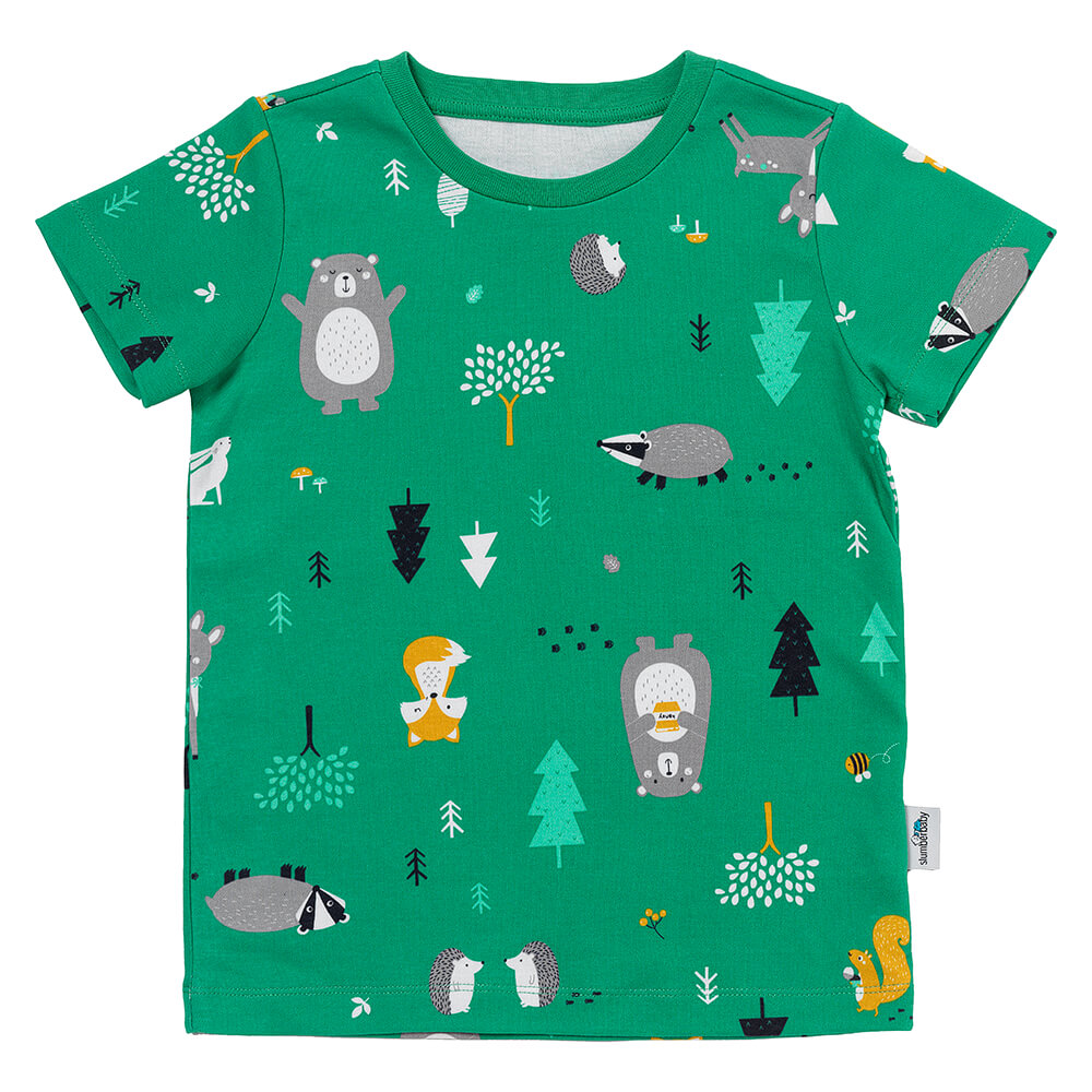Organic Short Children's Pyjamas_Woodland Animals_OEKOTEX_445