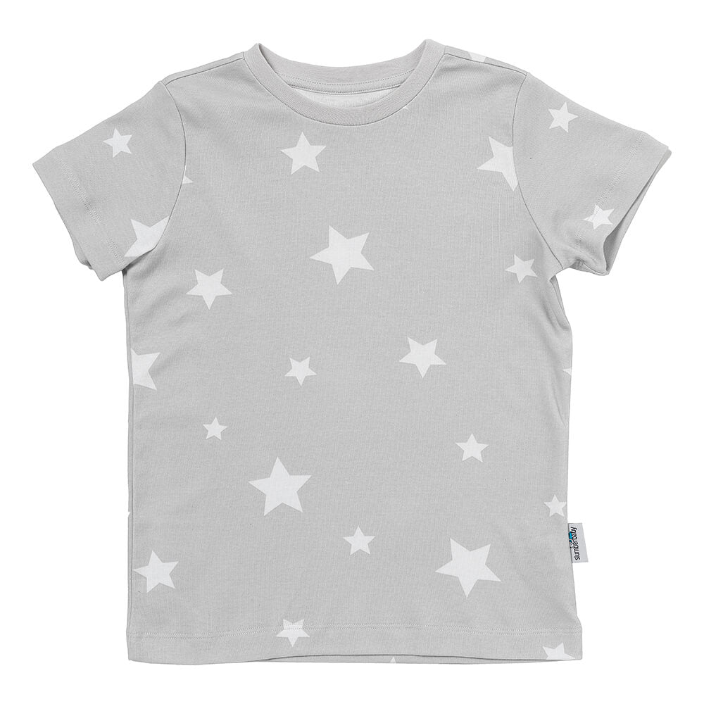 Organic Short Children's Pyjamas_Grey Stars_OEKOTEX_445