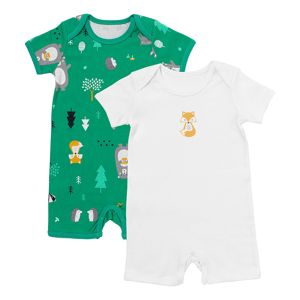 Organic Short Sleeve Baby Romper - 2-pack_Woodland Animals_1_439