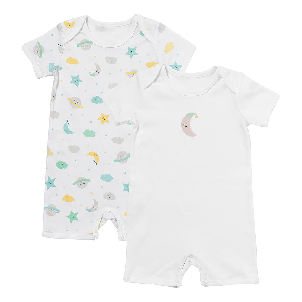 Organic Short Sleeve Baby Romper - 2-pack_Moon & Stars_1_439