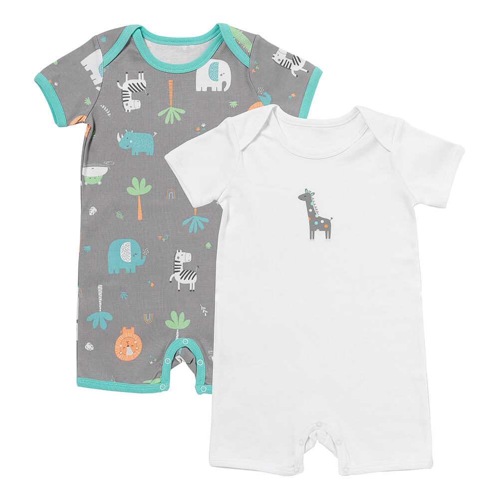 Organic Short Sleeve Baby Romper - 2-pack_Safari_1_439