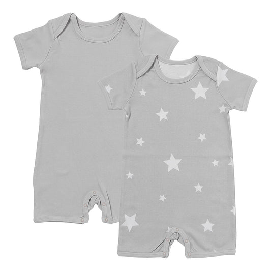 Organic Short Sleeve Baby Romper - 2-pack_Grey Stars_1_439
