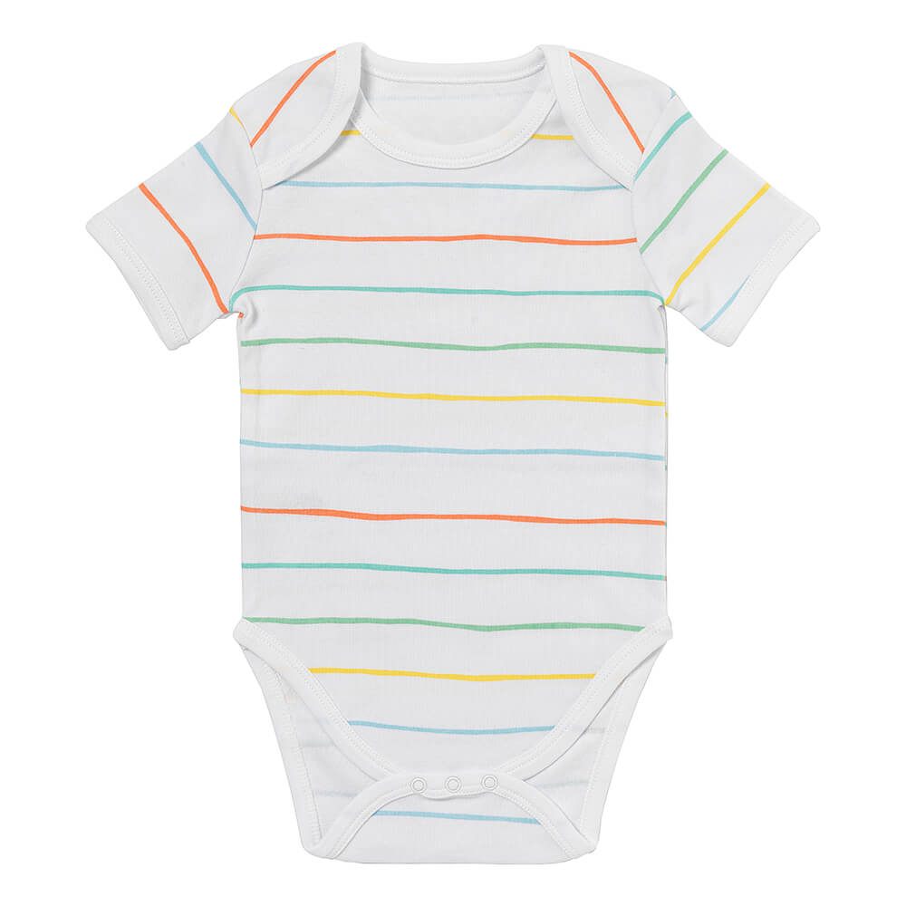 100% Organic Short Sleeve Baby Body - 5-pack_Rainbow Stripes_2_430