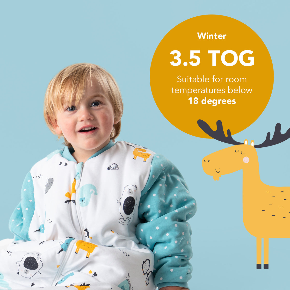 Organic Long Sleeve Baby Sleeping Bag - 3.5 TOG_Polar Pals_TOG_472
