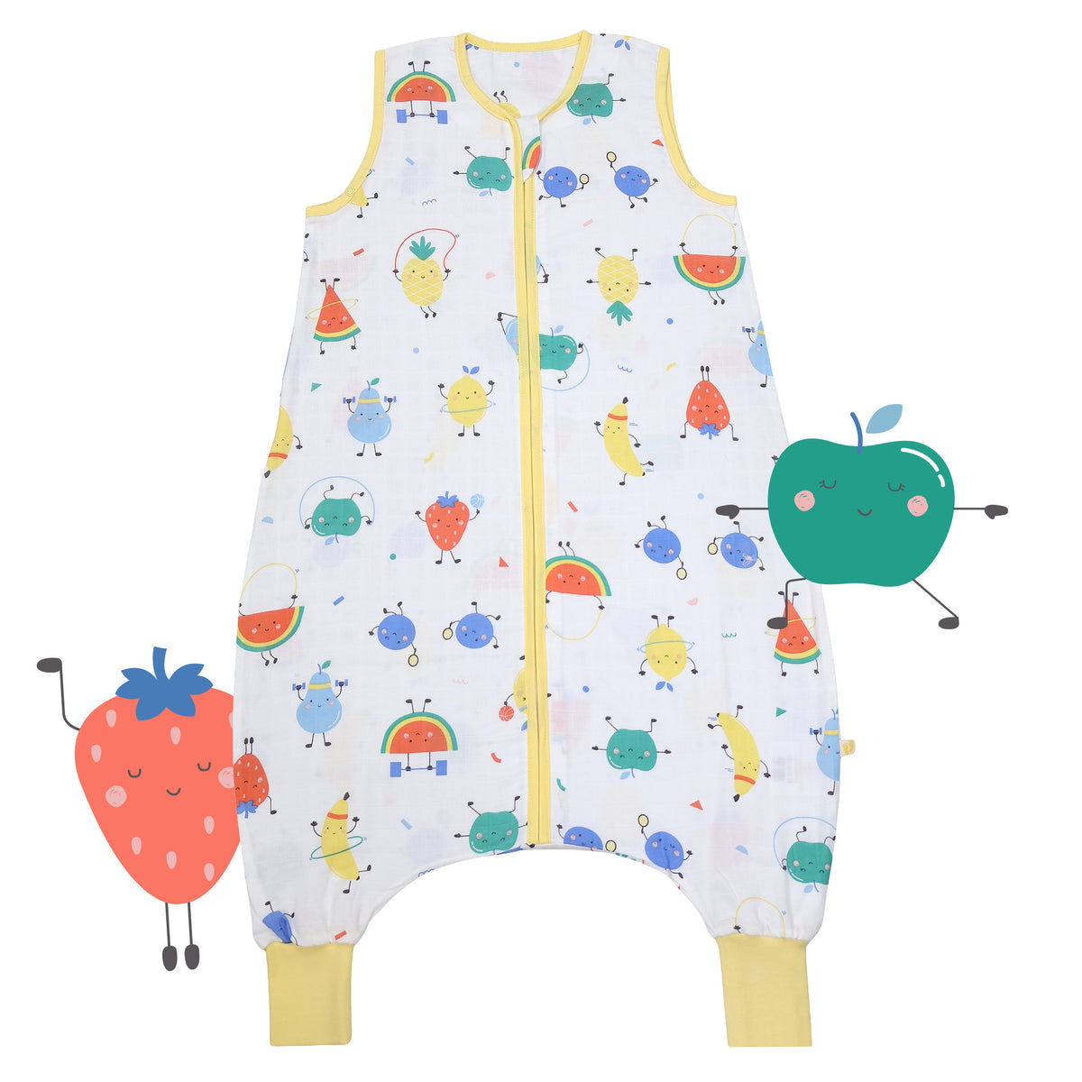 Muslin Sleeping Bag with Feet - 0.5 TOG_Sporty Fruit_front_412