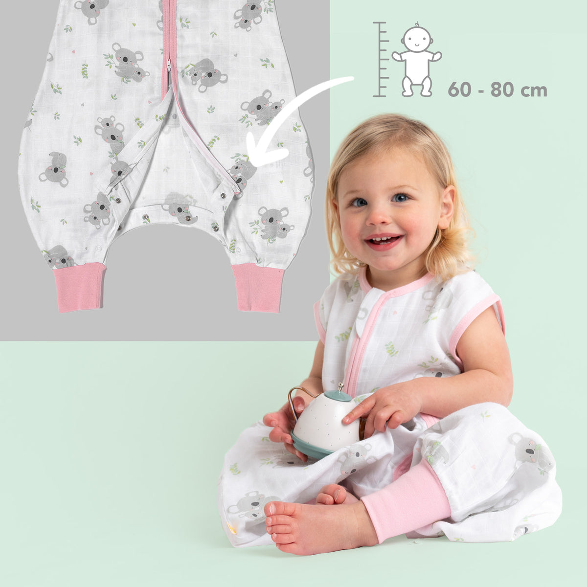 Muslin Sleeping Bag with Feet - 0.5 TOG_Koala_foot area_412