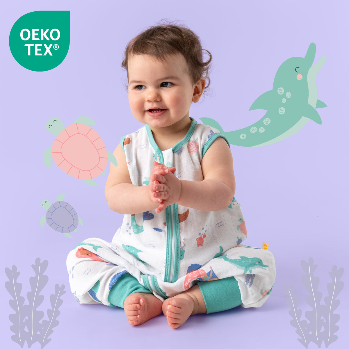 Muslin Sleeping Bag with Feet - 0.5 TOG_Mermaid_OEKOTEX_412