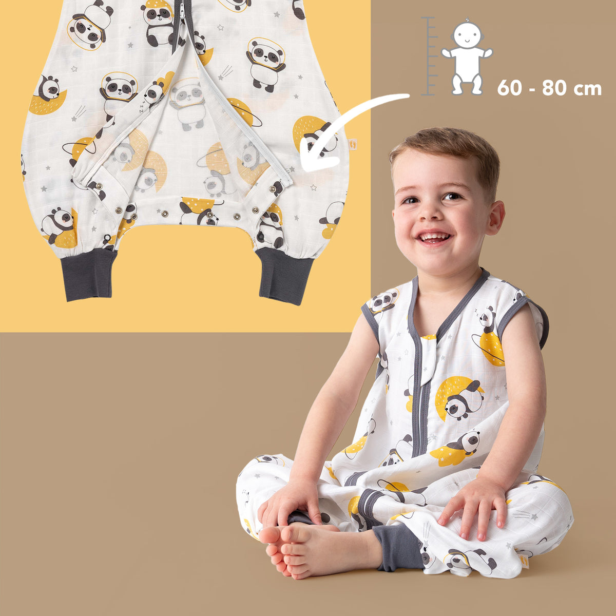 Muslin Sleeping Bag with Feet - 0.5 TOG_Panda_foot area_412
