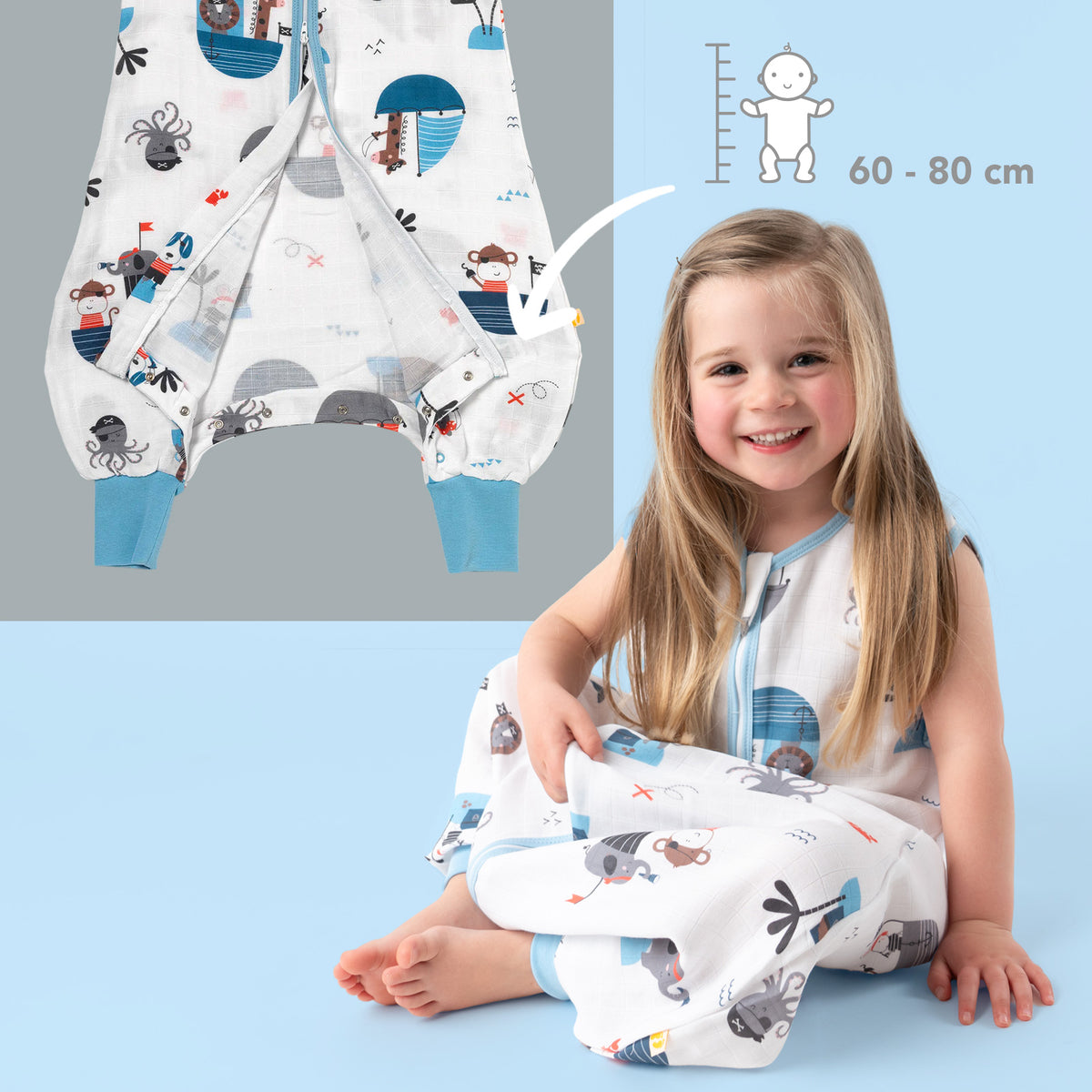 Muslin Sleeping Bag with Feet - 0.5 TOG_Pirate_foot area_412