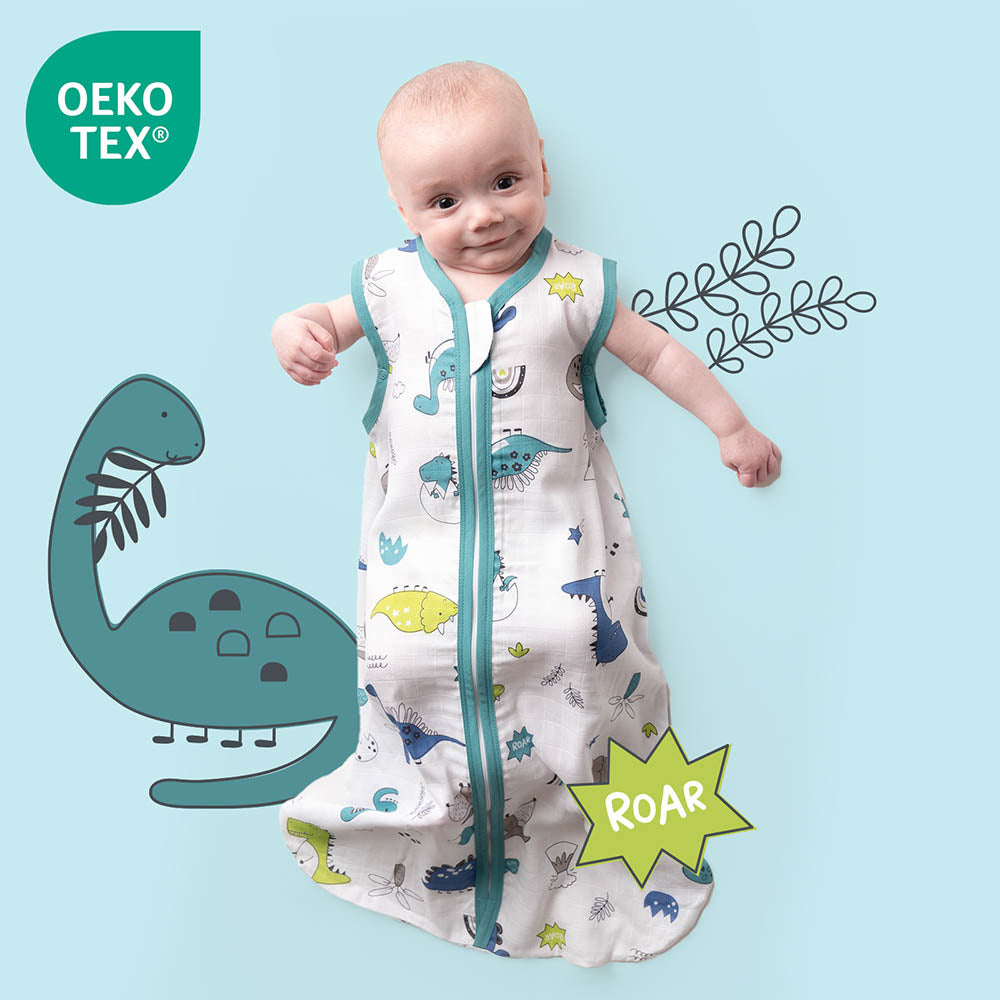 Muslin Baby Sleeping Bag - 0.5 TOG_Dino_OEKOTEX_415
