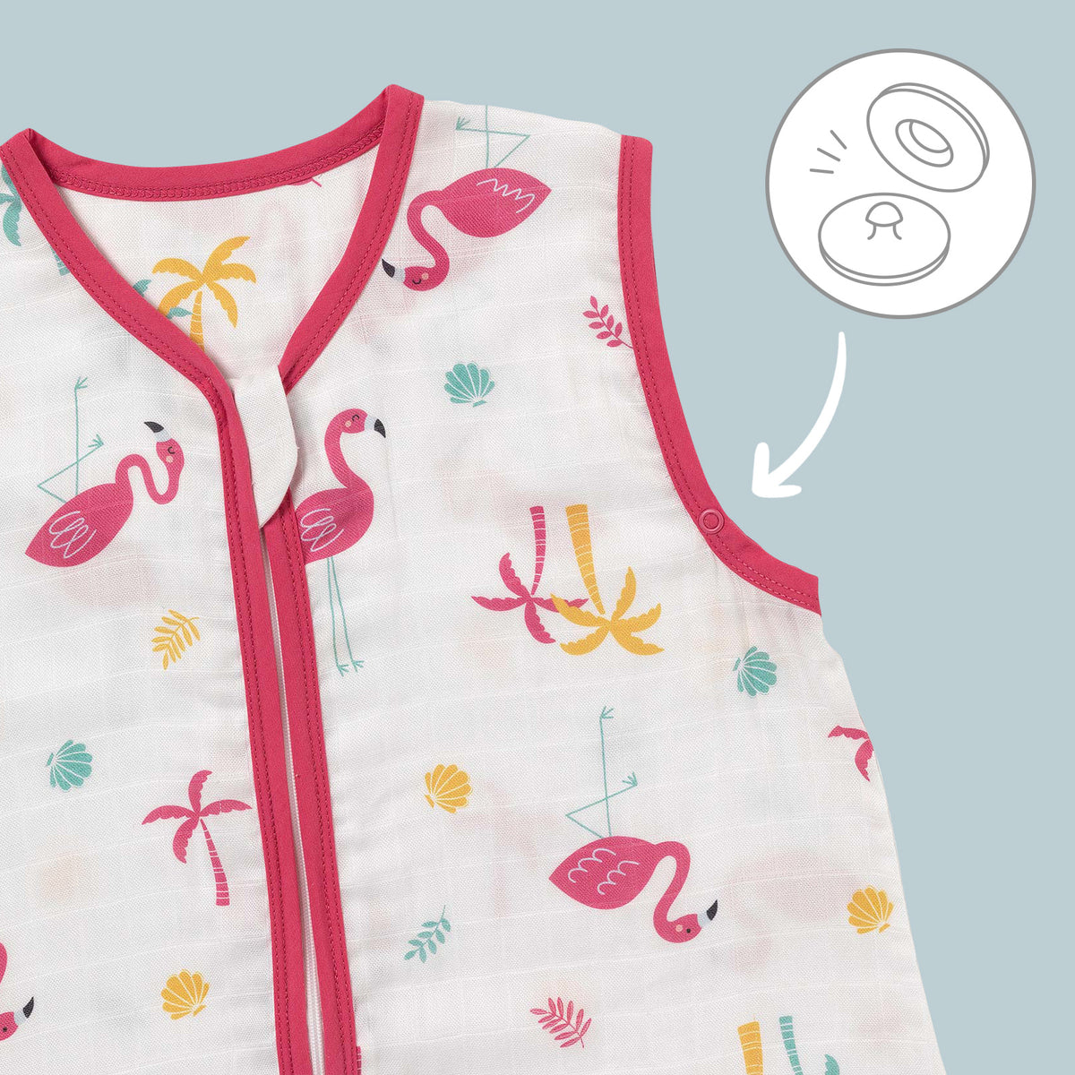 Muslin Baby Sleeping Bag - 0.5 TOG_Flamingo_sleeve area_415