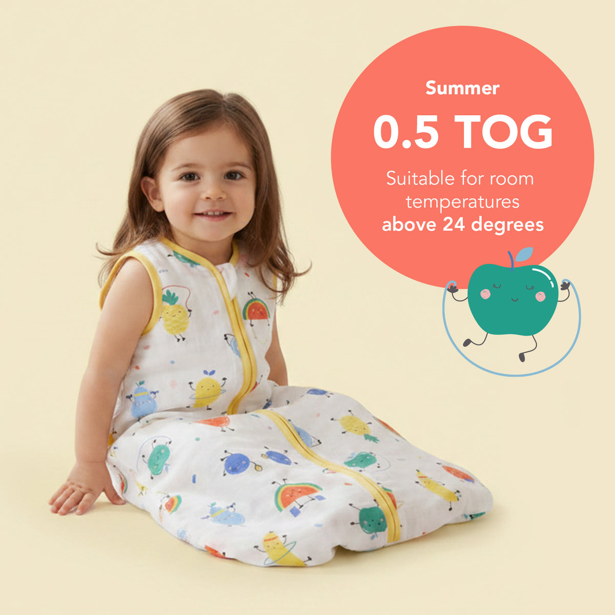 Muslin Baby Sleeping Bag - 0.5 TOG_Sporty Fruit_TOG_415