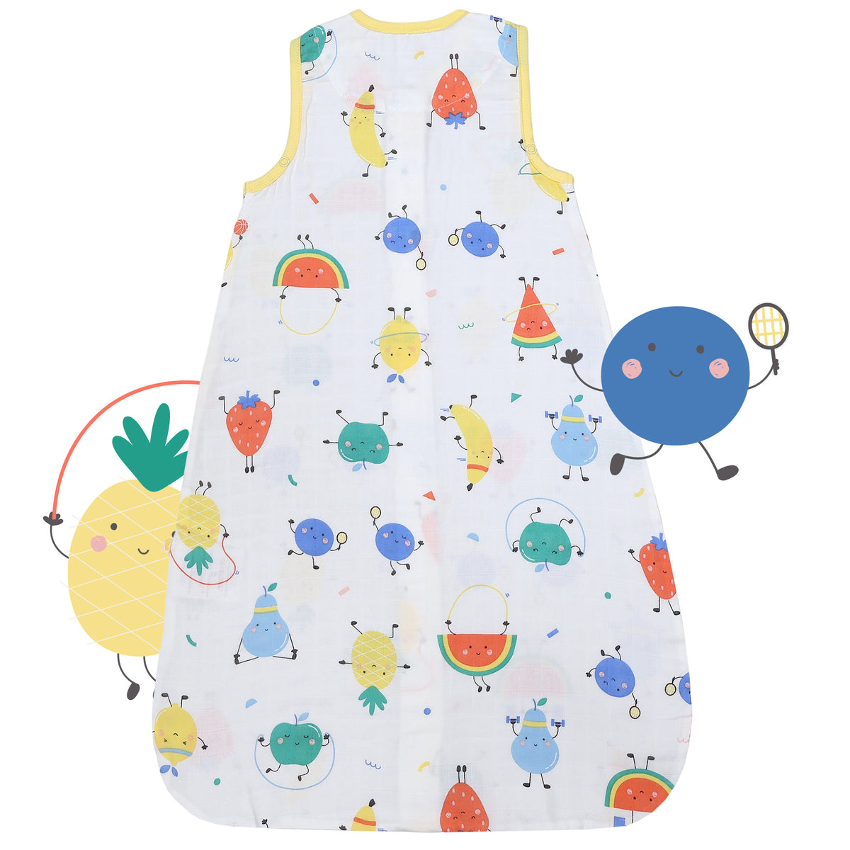 Muslin Baby Sleeping Bag - 0.5 TOG_Sporty Fruit_back_415