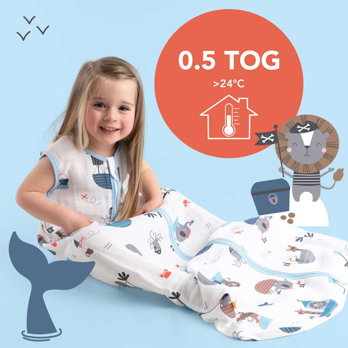 Muslin Baby Sleeping Bag - 0.5 TOG_Pirate_TOG_415