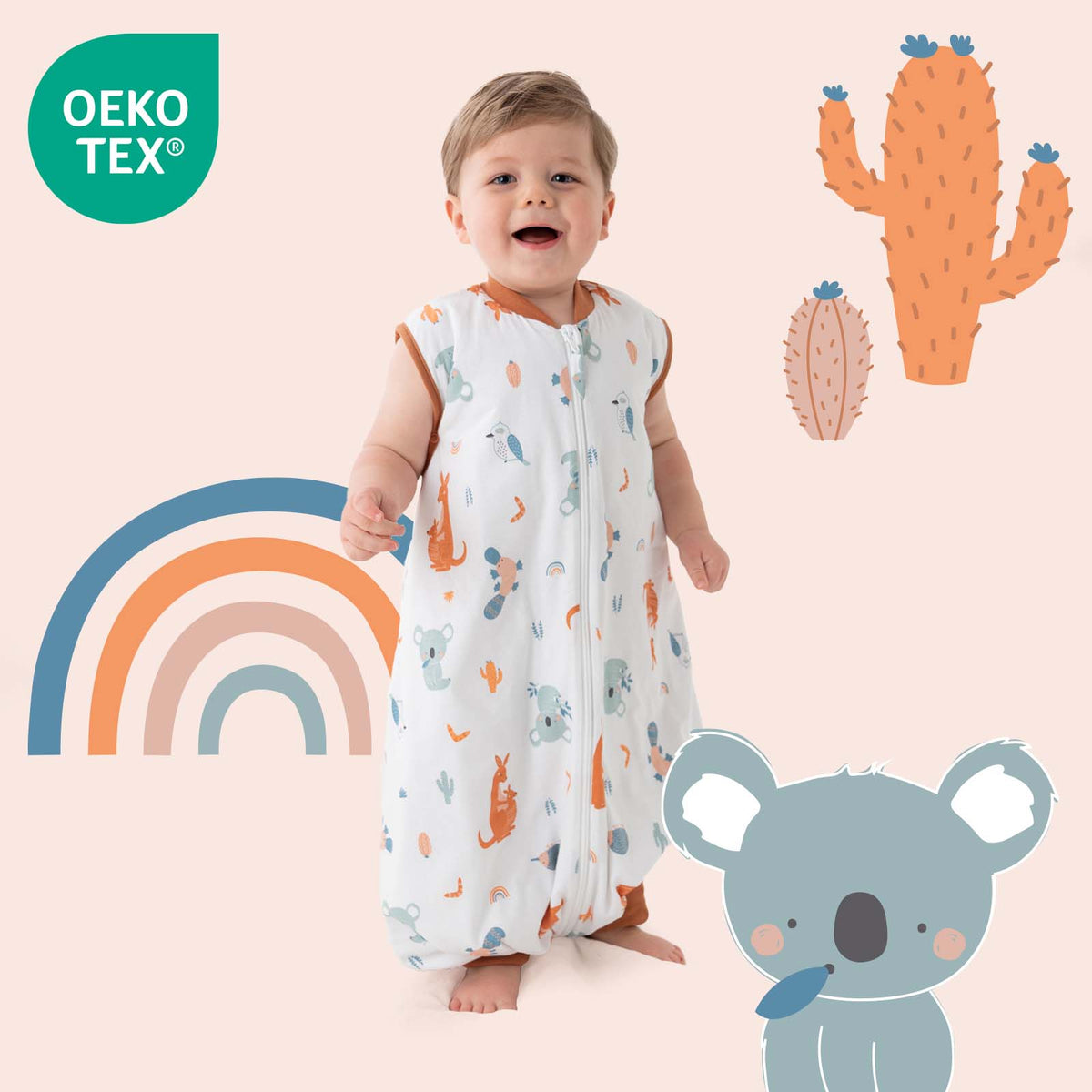 Sleeping Bag with Feet & Foldable Feet Covers - 1.0 TOG_Kangaroo_OEKOTEX_418