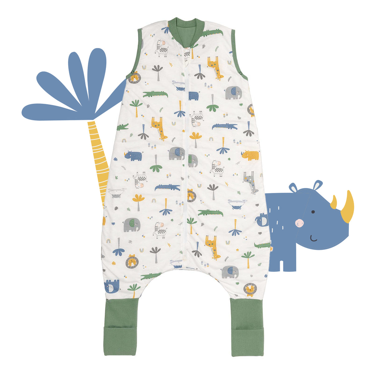 Sleeping Bag with Feet & Foldable Feet Covers - 1.0 TOG_Jungle_front_418