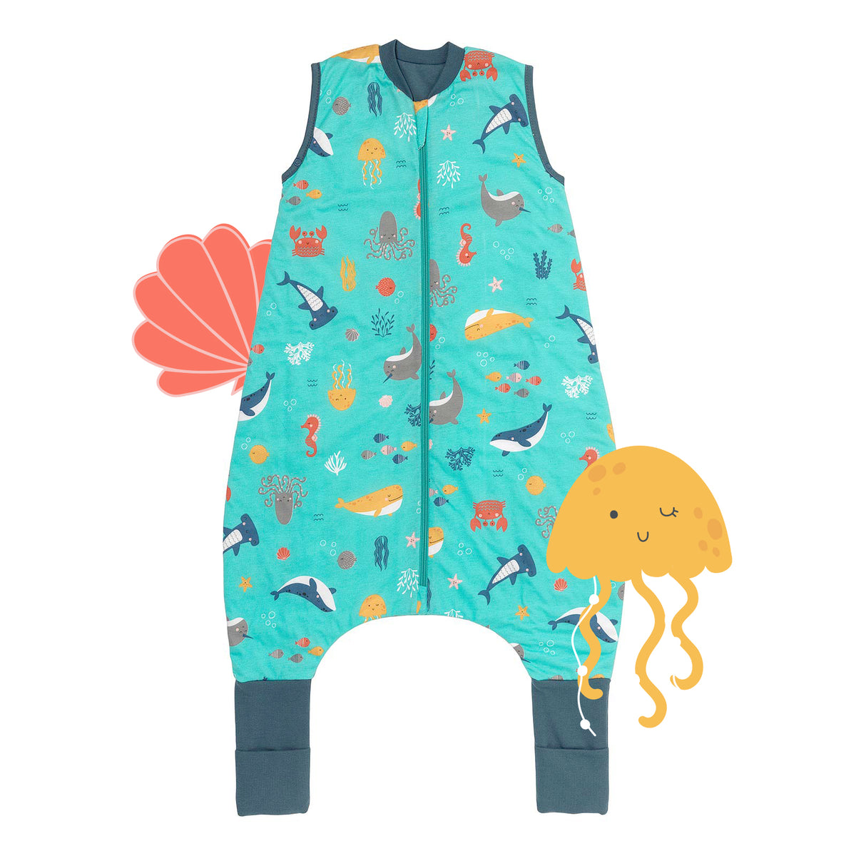 Sleeping Bag with Feet & Foldable Feet Covers - 1.0 TOG_Under the Sea_front_418