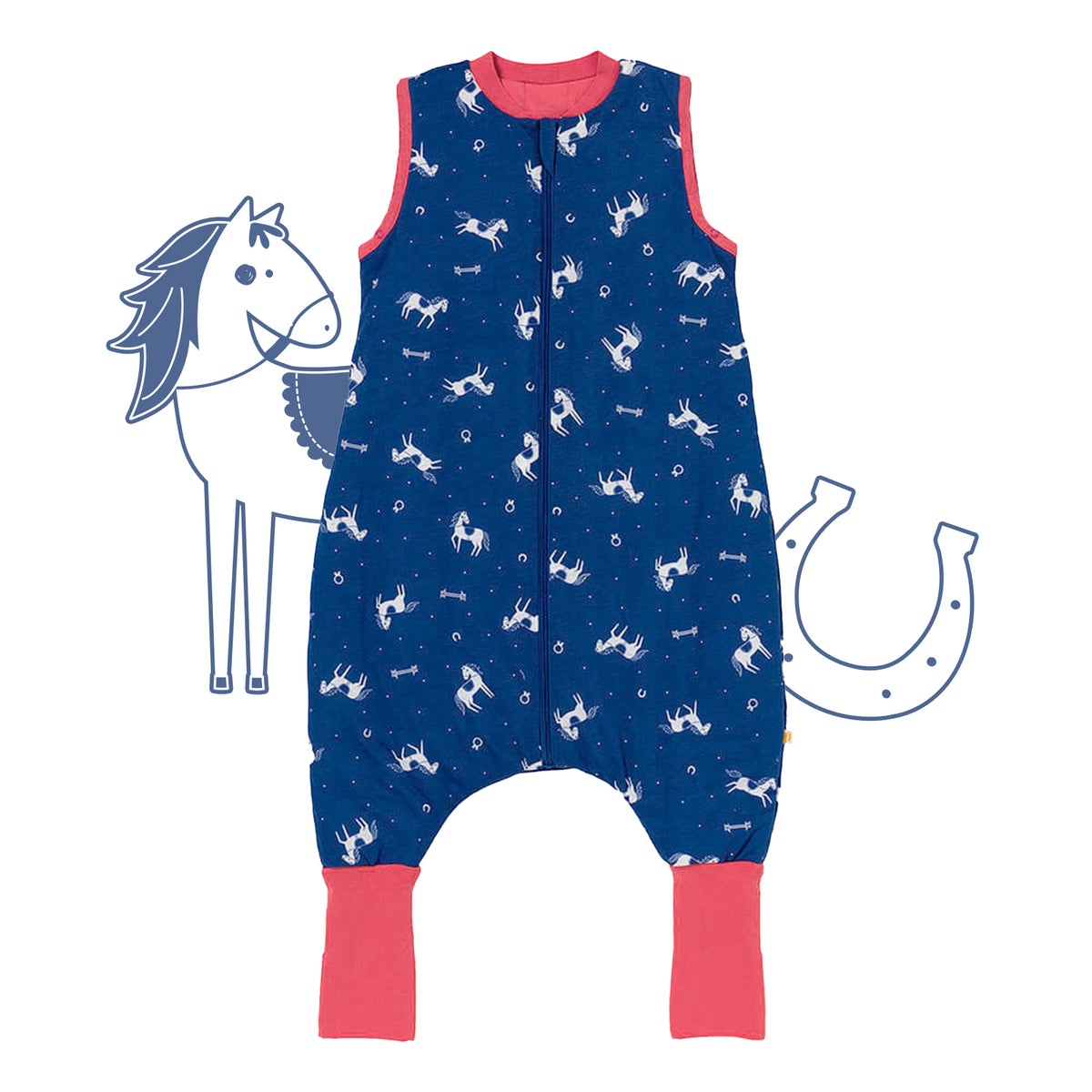 Sleeping Bag with Feet & Foldable Feet Covers - 1.0 TOG_Horses_front_418
